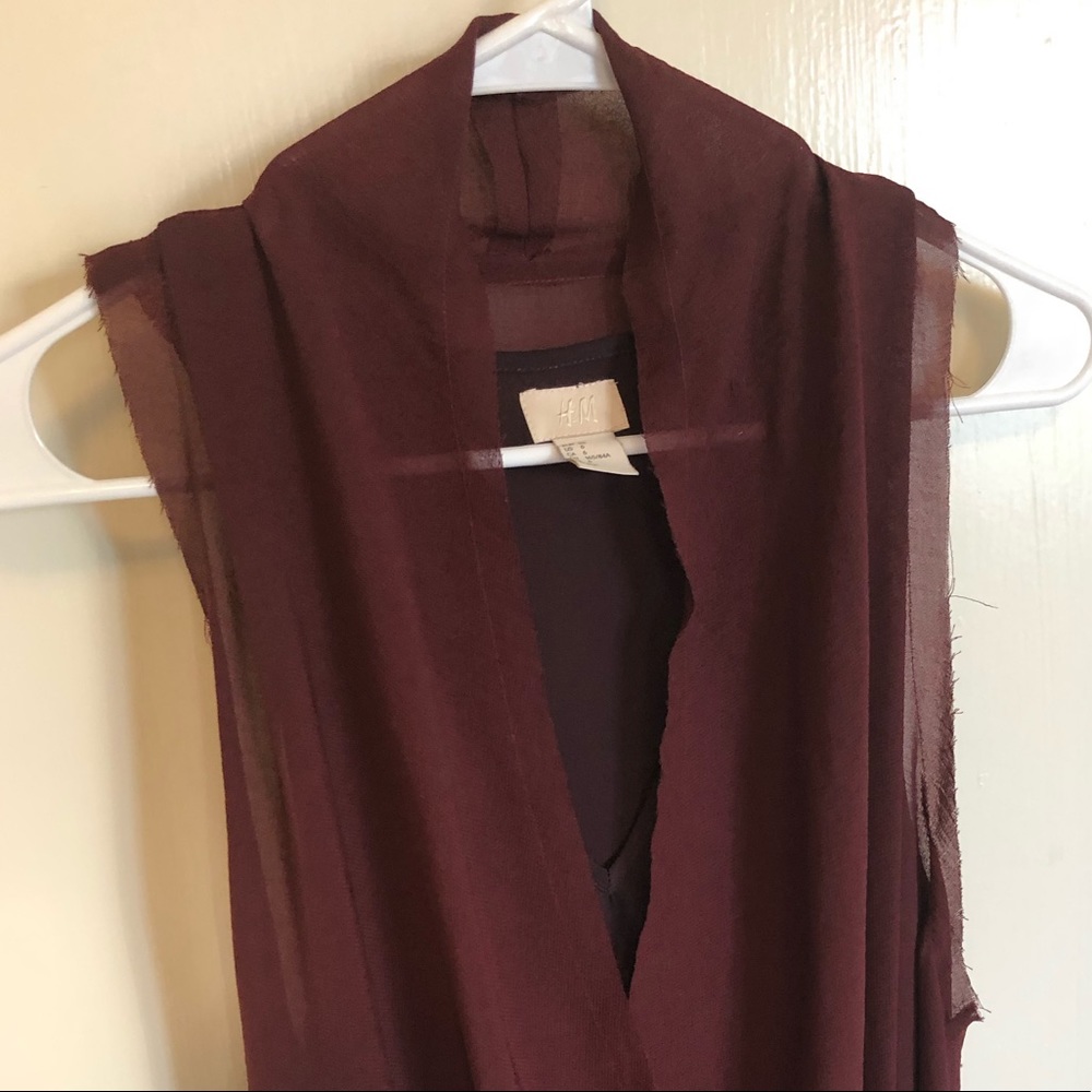 H&M Burgundy, Chiffon Racerback Dress with Slip